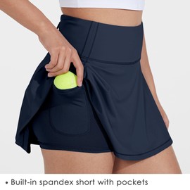 Willit - Faldas de tenis para mujer, faldas atléticas de cintura alta, con bolsillos cortos, 13 pulgadas, marino, XX-Large