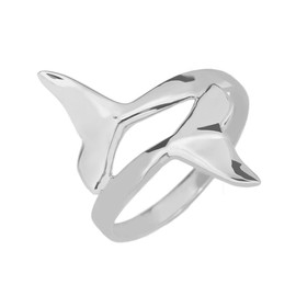 Modern Contemporary Rings Double Dolphin Whale Tail Wrap Ring in Fine 925 Sterling Silver (Size 10)