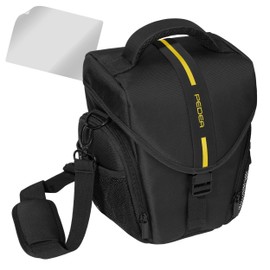 Essex Large SLR Case with Rain Cover and Screen Protector for Sony SLT-A58K/Alpha 68 /Canon EOS 80D /Pentax K-70 /Panasonic Lumix DMC-FZ1000 Camera - Yellow