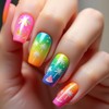 24PCS Summer Press on Nails Medium Square Fake Nails Gradient