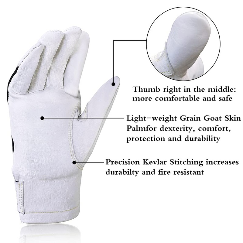 Intra-FIT TIG Welding Gloves, Premium Grain Goatskin, Spark-resistant Nomex Back,