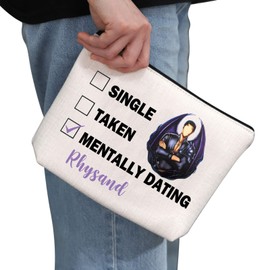 G2TUP A Court of Thorns and Roses Gift Single Taken Mentally Dating Rhysand Makeup Bag ACOTAR Fan Cosmetic Bag Bookish Gift Zipper Travel Bag (Mentally Dating Rhysand White)