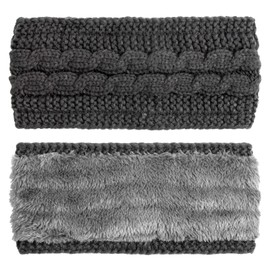 DRESHOW Women Warm Knitted Headband Cold Winter Ear Warmer Elastic Crochet Head Wraps Thick Fleece Lining Hair Bands