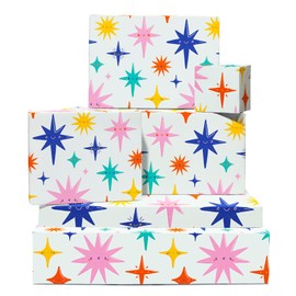 Stern-Geschenkpapier – 6 Blatt Geschenkpapier für Männer, Frauen, Kinder – Glückliche Sterne – Geburtstag, Jahrestag, Weihnachten, Babyparty – recycelbar – von Central 23