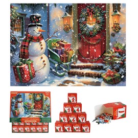 Christmas Jigsaw Advent Calendar 2024, Christmas Snowman Jigsaw Puzzles for Adults and Children, Xmas Jigsaw 24 Boxes, 1008 Pieces Holiday Jigsaw Countdown to Christmas Puzzle Gift for Home Decoration
