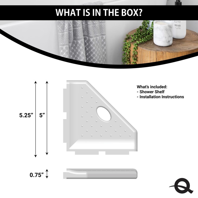 Questech 5" Corner Shower Footrest, Lugged for New Construction, Shaving