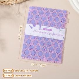 uxcell 45 Sheets Textured Scrapbook Paper, Mixed Special Paper Mesh Fabric Assorted Set for Scrapbooking Junk Journal Card DIY Materials Collage Card Embellishments Supplies, Purple