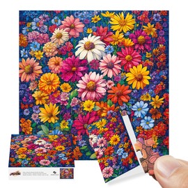 ALL4JIG Flowers Fun Jigsaw Puzzles for Adults and Kids, 1000 Pieces, Christmas Secret Santa Gift, White Elephant Gifts for Dog Lovers, Number Partitioned for Easy Solving