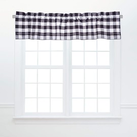 C&F Home Franklin Black & White Valance Set of 2 Checkered Cotton Curtains for Window Living Dining Bedroom Bathroom Kitchen Valance Set of 2 Black
