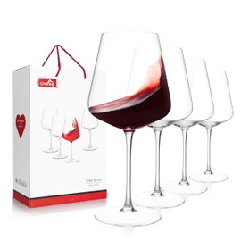 CnSneg Crystal Wine Glasses Set of 4, 25oz Large Wine Glasses with Stem, Bordeaux, Burgundy, White Red Wine Glass Set Gift for Birthday, Wedding, Christmas