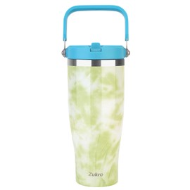 Zukro 40 OZ Tumbler With Handle and Flip Straw Lid |Leakproof Insulated Tumbler Fit in Cupholder |Dishwasher Safe Triple-Wall Reusable Stainless Steel Travel Mug |Cold For 24 Hours