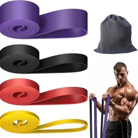 Resistance Bands with Bar - Thick, Heavy Duty Gymnastics Stretch Bands for Bench Press, Powerlifting, Muscle and Strength Training, Yoga, Pilates Sets for Women and Men