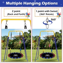 HeyZoo Saucer Swing, 40 Inch Swing Sets for Backyard and Outdoor Playground, 900lbs Weight Capacity, with 360 Degree Swivel, Gifts for Kids, Blue and Red
