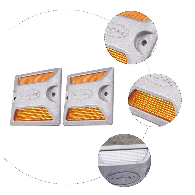 KONTONTY 2pcs Reflective Aluminum Road Studs for Driveways Pavement Markers