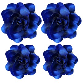 Women's Brooches 4pcs Rose Flower Hair Clip Flamenco Dancer Pin up Mexican Hair Flowers Clips Hairpin Brooch Tea Party Hats Headpieces (royal blue)