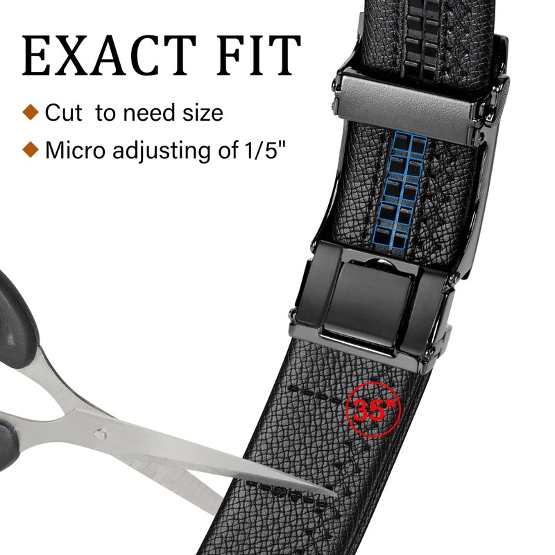 Itiezy Men’s Belt Automatic Ratchet, 35 mm Wide, Leather -