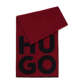 HUGO Men's Unisex - Z Wool Blend Scarf with Stack Logo and Fringe, Open Pink693
