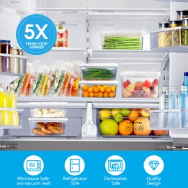 Vixino Vacuum Sealer, Vacuum Sealer for Food Compact Handheld Vac Seal Machine, Seal Meal Saver Portable Food Sealer (Vacuum Sealer Machine + 3 Food Storage Containers + 30 Reusable Bags)