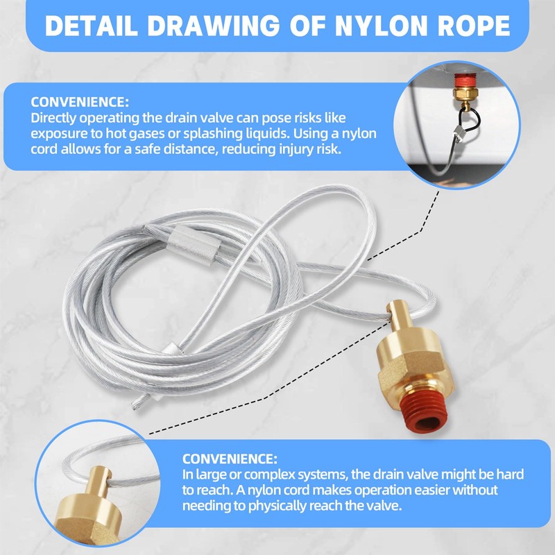 1/4” Air Compressor Drain Valve with 60” Cable, Dazakoot Air
