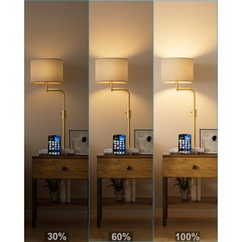 Lightdot 54IN Dimmable (Brightness Adjustable) End Table with Lamp Attached, Floor Lamp with Drawer and Shelf, 3000K E26 Bulb Included, 350° Rotatable Standing Lamps for Living Room-Amber