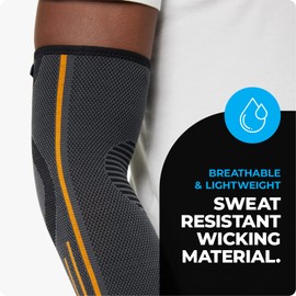 VITTO Elbow Support, Elbow Brace, Compression Arm Sleeve for Tendonitis, Arthritis, Best for Tennis Elbow, Golfer's Elbow, Weightlifting (S, Grey + Strap, 1)