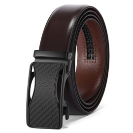 SENDEFN Men's Belts Leather Automatic Ratchet Buckle Slide Belts Men for Dress Casual Trim to Fit with Gift Box