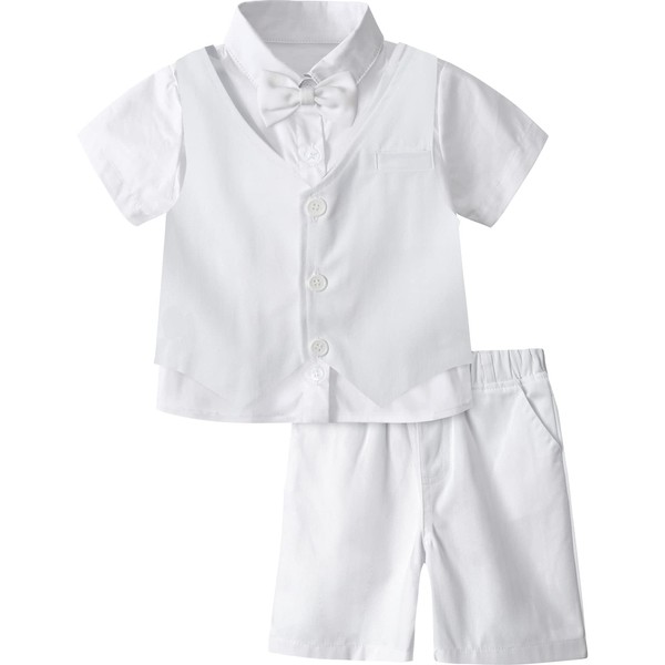 Christening Outfit for Baby Boys Baptism Suit White Tuxedo 3-4T