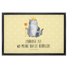 Mr. & Mrs. Panda 50 x 75 cm Fußmatte Katze König - Geschenk, Katzenartikel, MIAU, Fußabtreter außen, Katzenbesitzerin, Katzen, Fußmatte außen