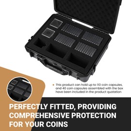 Coin Storage Box, 40 Pieces 45mm Coin Capsules with Foam Separates,6 Sizes (20/25/30/35/40/45mm) Coin Holder
