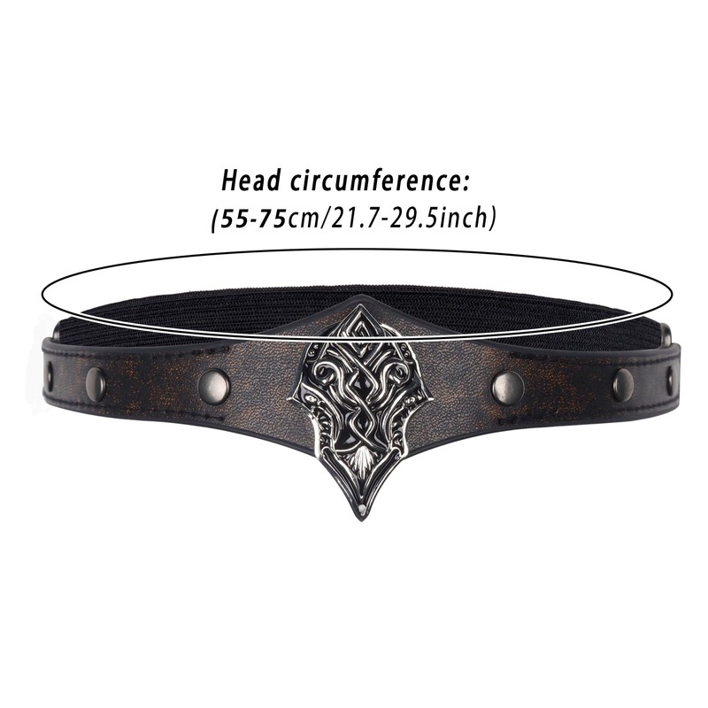 L'VOW Viking Leather Headpiece Medieval Adjustable LARP Headband Pirate Cosplay