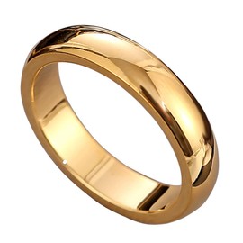 CCBFY 2 MM 4 MM Stainless Steel Ring Jewel Roman Numerals Stackable High Polish Plain Dome Tarnish Resistant Comfort Fit Ring Wedding Band Size 3-15 (4mm - Gold, 8.5)