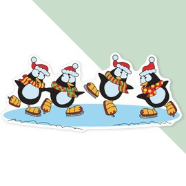 Extra Large 460mm 'Christmas Penguins' Permanent Sticker Decal for Cars/Windows/Bins/Walls (DW00128939)