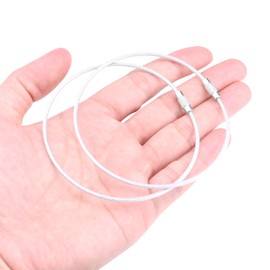 CooBigo 20Pack 10" Large Wire Key Chain Rings Big Cable Keychain 2mm Stainless Steel Wire Luggage Tag Loops Car Keyrings Women Bracelets Beads (Silver, Metal)