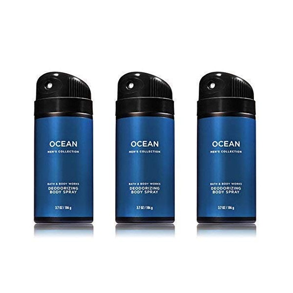 Bath and Body Works Ocean Men's Deodorizing Body Spray, 3.7 Oz, 3-Pack