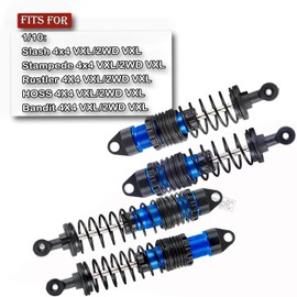 hopsupRC Full Aluminum Big Bore RC Shocks Absorber Damper Upgrades Part for 1/10 Slash/Stampede/Rustler/Bandit VXL 4X4 2WD,Front Rear Assembled Full Metal Shocks,4PCS Navy Blue