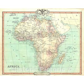 Historic Map : Africa, Cruchley, 1852, Vintage Wall Décor : 24in x 18in