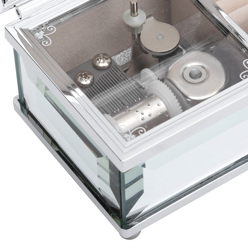 Glass Mirror Music Box Musical Jewelry Storage Case for Girlfriend