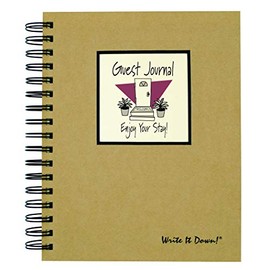 Journals Unlimited "Write it Down!" Series Guided Journal, Guest Journal, Enjoy Your Stay!, with a Kraft Hard Cover, Made of Recycled Materials, 7.5"x 9"
