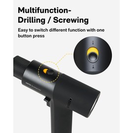 HOTO Cordless Brushless Drill 12V, LED Display Screen, 30 Precision Gears, 2 Working Modes, 2000mAh Battery, 266 In-lbs (30N·m) Torque, 3/8 Inch Keyless Chuck, 1400RPM, 10 x Bits, 8 x Drill Bits