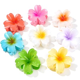 8 Pack Flower Hair Clips for Women, Large Hawaiian Hibiscus Claw Clips Matte Non-Slip Floral Hair Accessories for Thick Thin Hair, Cute Summer Beach Vacation Hair Jaws Styling Gifts for Girls