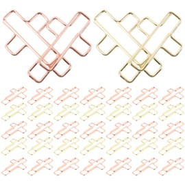 TEHAUX 100pcs Cross Paper Clips, Paper Clips, Bible Paper Clips - Gold and Rose Gold Color - Office Paper Clips Cross Paperclips Christian Journaling Clips