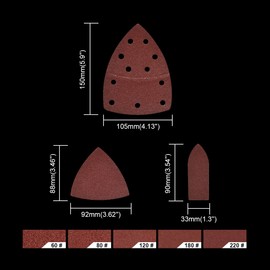 Dobetter 150 PCS Mouse Sander Sandpaper Sand Paper Assortment Pack60/80/120/180/220 Grit with Holes Hook and Loop Detail Sander Finger Sander Pads