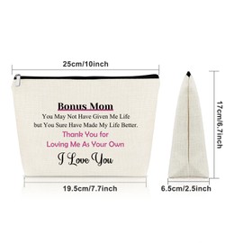 Bonus Mom Gifts Makeup Bag Mothers Day Gifts for Mother in Law Appreciation Gift for Step Mother Cosmetic Bag Bonus Mom Gift from Daughter in Law Wedding Gift for Mother in Law Cosmetic Travel Pouch