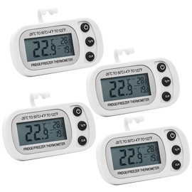 SGZIOO 4 PCS Fridge Thermometer Digital, Freezer Thermometer with LCD Display, °C/°F Function, 3 Placement Choices Fridge FreezerThermometer for Bedroom, Office, Cellar