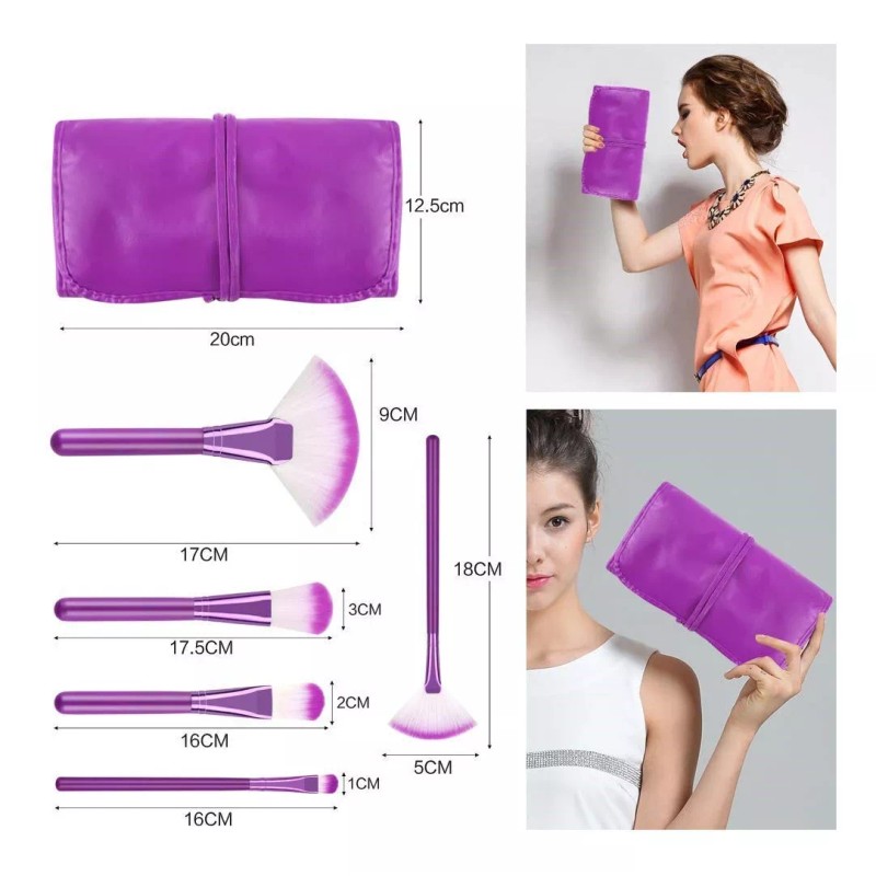 Bloomingboom Jugo De Brochas De Maquillaje Con Bolsa Morada, 22