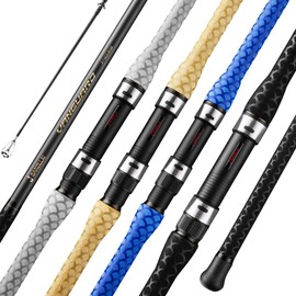 J-BARZILLAI CarbonPro Surf Casting Fishing Rod, Ultra-Light High-Sensitivity Graphite Pole, Saltwater/Offshore Surf Fishing Rod with Corrosion-Resistant Guides & Travel Case, 12ft (Blue, 15')