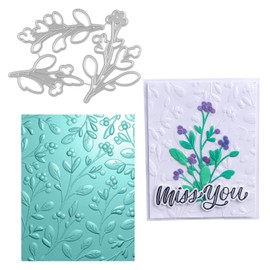 3D Embossing Folder and Metal Die Set for Card Making,Texture Fades Flower Background Embossing Template Paper Card Embossing Stencil for DIY Scrapbooking Photo Album Card Paper Craft Decoration