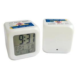 Fabulous White Cube Illuminated Alarm Clock - The Real Heroes - Workmaker Industrial - 7.8 x 7.8 x 7.8 cm - Retro Lighting Multicoloured LED