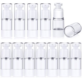 12 Botellas de Bomba sin Aire de 15 ml Dispensador de Botellas con Bomba de Viaje de 0.5 oz Tarro de Crema Cosmética Recargable Contenedores de Maquillaje al Vacío Botellas de Prensa de Plástico