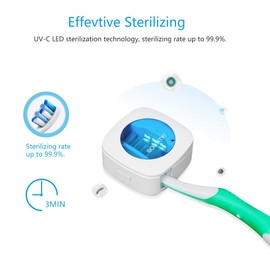 OOCOME Portable Deep UV Toothbrush Sanitizer Case Toothbrush Sanitizer Holder Toothbrush Sterilizer Organizer Case Toothbrush Cleaner Holder with Sticker free Punching for Travel and Family Use